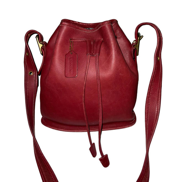 Vintage Coach Lulas Legacy Red Drawstring Crossbody Bucket Bag 9952 - Picture 3 of 16